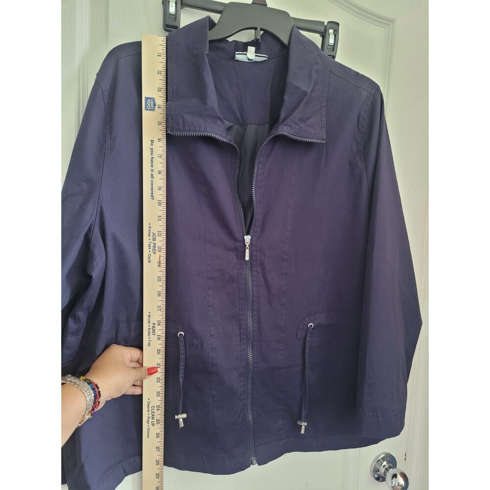 Women's Hillard & Hanson Navy Lightweight Coat Jacket - 3XL -Zip Front - Picture 6 of 9